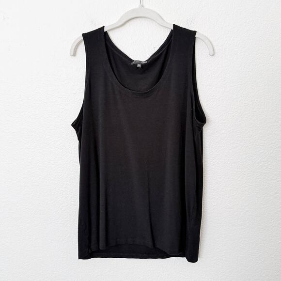 [Eileen Fisher] Black Sleeveless Scoop Neck Basic Tank Top Classic Size Large L - Picture 1 of 10